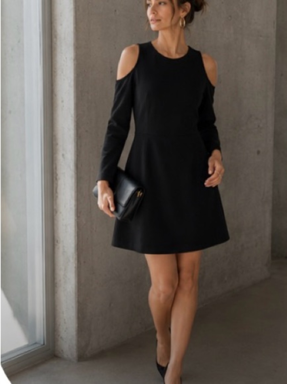 Aritzia Wilfred Vidal Black Cold Shoulder Mini Dress Size 6 Minimalist Chic